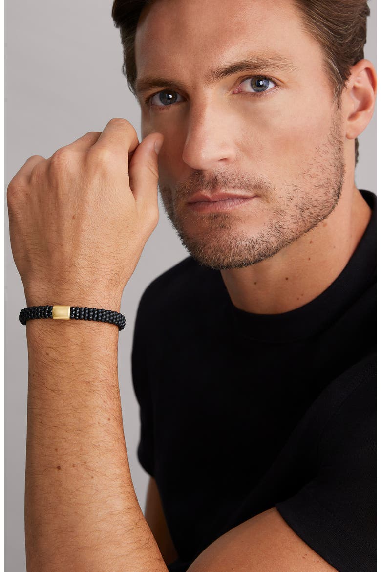 Men's Black Caviar Bracelet, Alternate, color, SILVER/ BLACK
