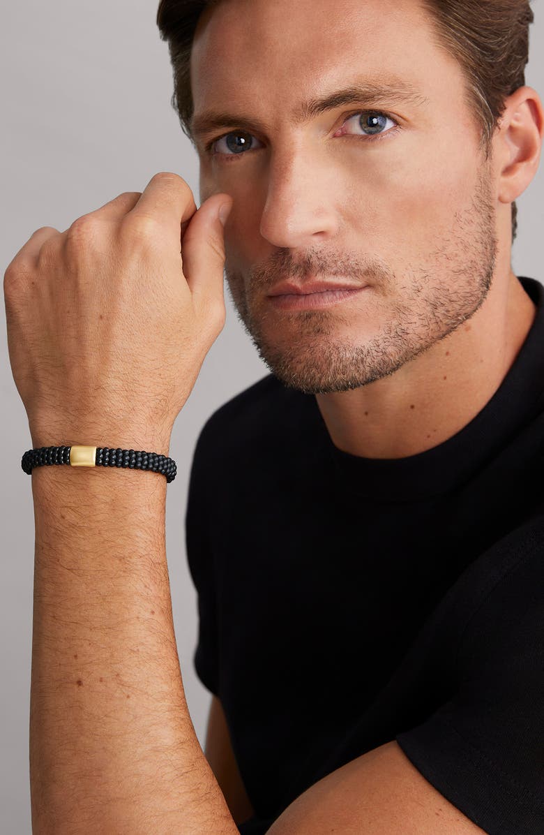 LAGOS Men's Black Caviar Bracelet, Alternate, color, Silver/ Black