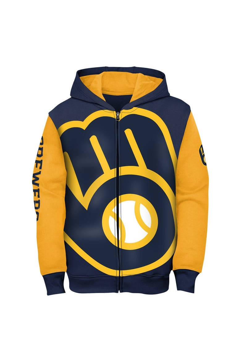 Toddler Navy Milwaukee Brewers Postcard Full-Zip Hoodie, Alternate, color, Navy
