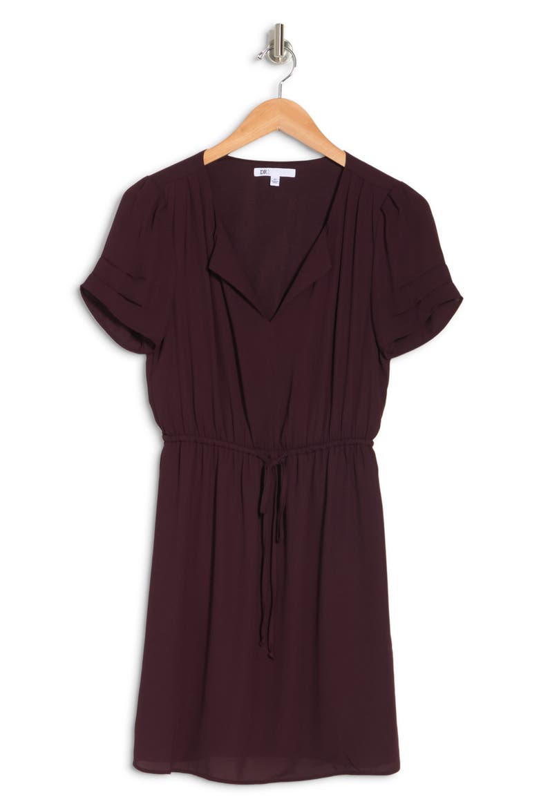 Daniel Rainn Paisley Split Neck Mini Dress, Alternate, color, PLUM
