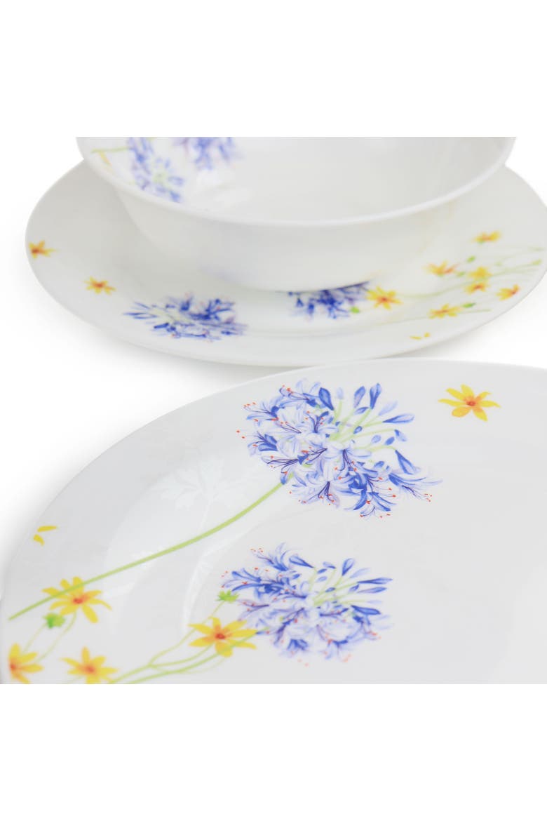 Floral 12 Piece Tempe Opal Glass Dinnerware Set, Alternate, color, White