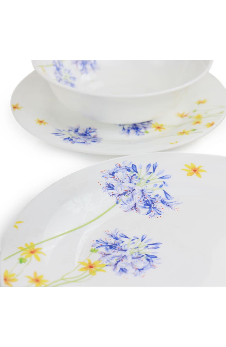 Gibson Ultra Ultra Violet Floral 12 Piece Tempe Opal Glass Dinnerware Set, Alternate, color, White