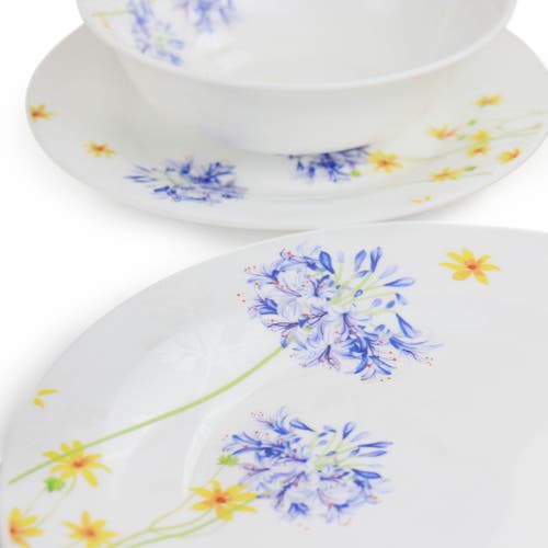Gibson Ultra Ultra Violet Floral 12 Piece Tempe Opal Glass Dinnerware Set In Multi