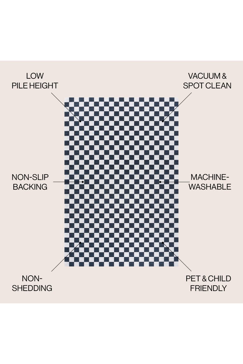 Ainsley Modern Cottage Checkerboard Washable Area Rug, Alternate, color, Dark Blue-White