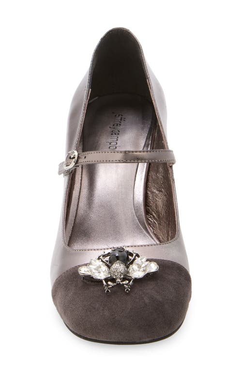 Jeffrey Campbell Bees Knees Mary Jane Cap Toe Pump In Grey Suede Combo