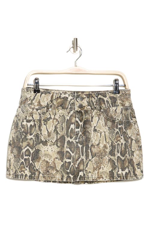 Shop Ptcl Double Button Snake Print Denim Miniskirt In Snake Stripe