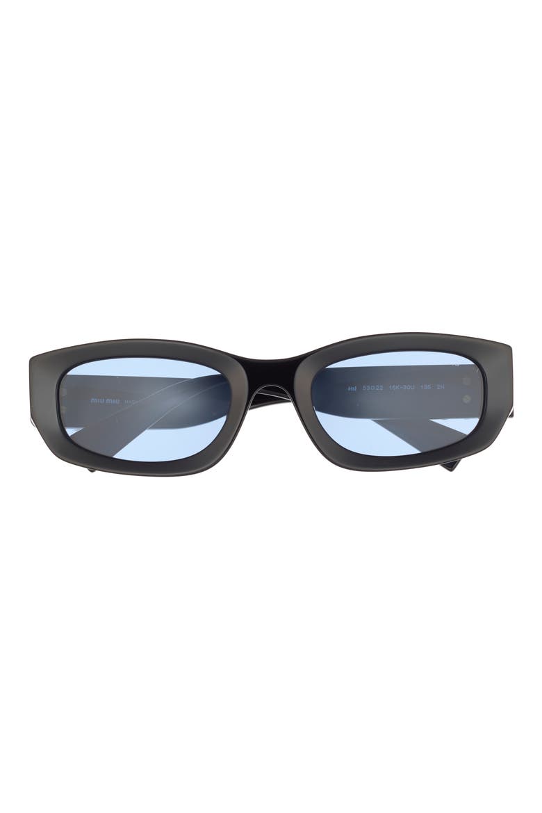 53mm Irregular Sunglasses, Main, color, BLACK / LIGHT BLUE
