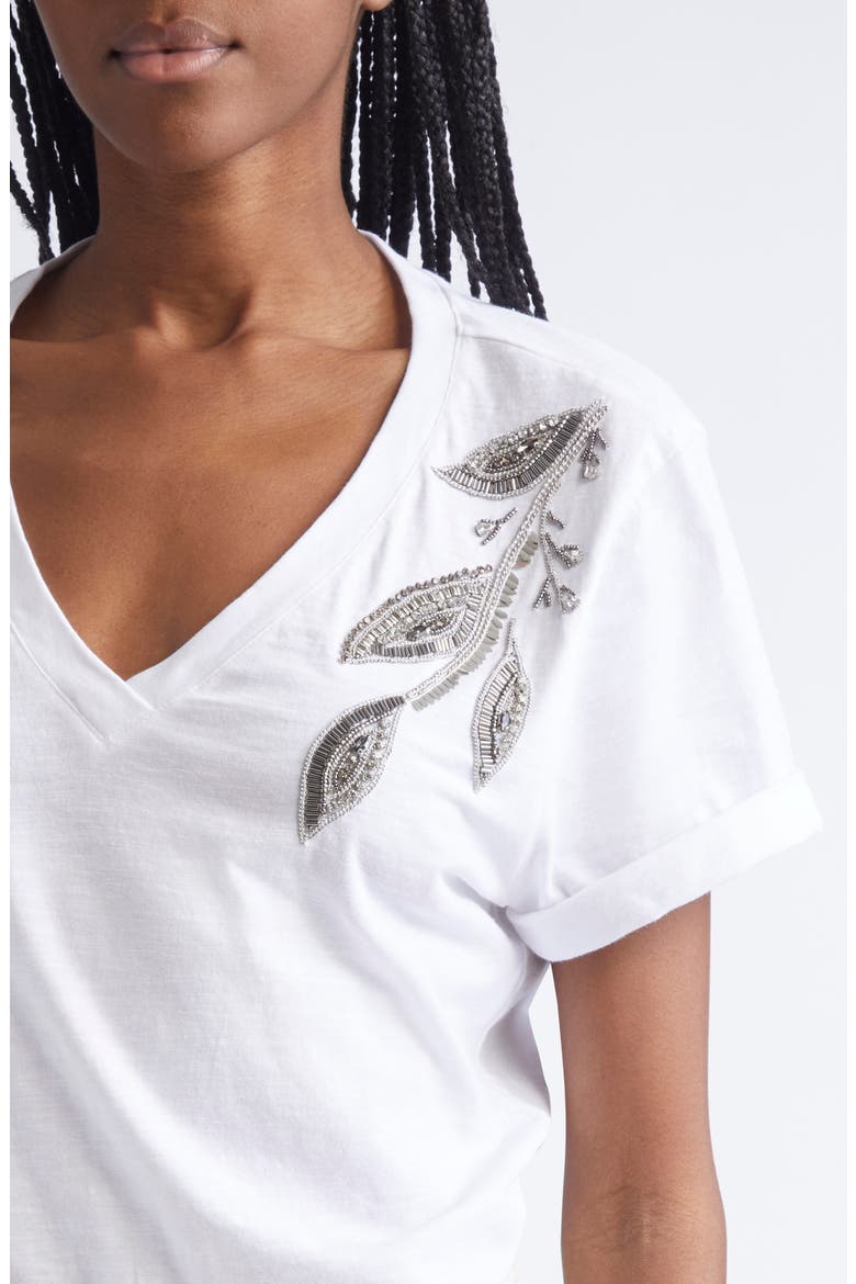 Bree Beaded Cotton T-Shirt, Alternate, color, WHITE