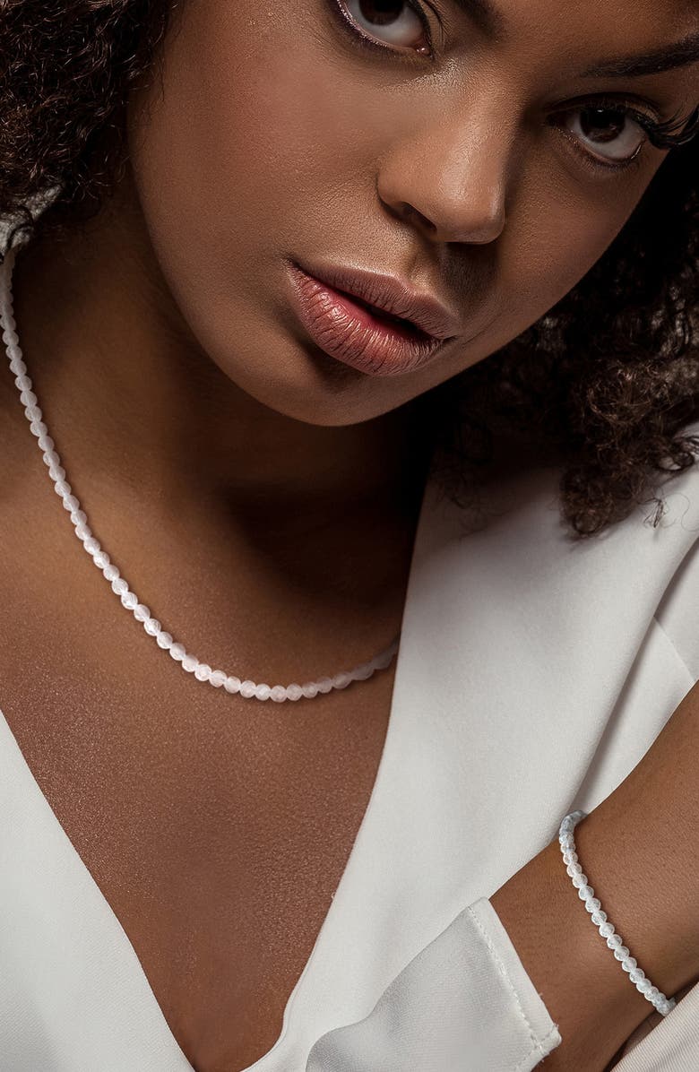 DELMAR White Topaz Beaded Necklace & Bracelet Set, Alternate, color, White