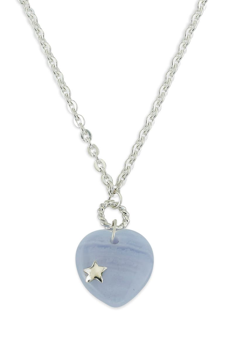 Sterling Silver Lace Blue Agate Pendant Necklace, Main, color, BLUE