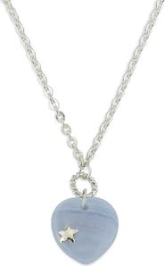 SAMUEL B. Sterling Silver Lace Blue Agate Pendant Necklace