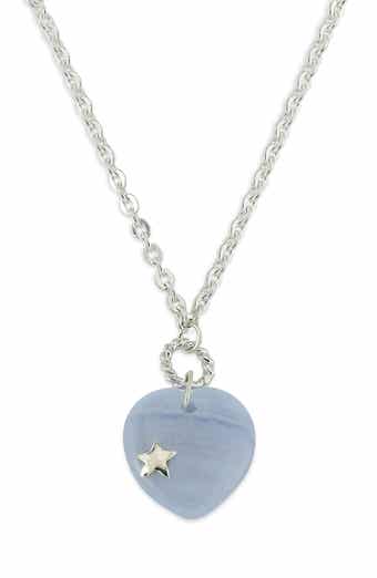 SAMUEL B. Sterling Silver Lace Blue Agate Pendant Necklace