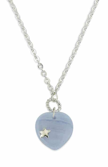 SAMUEL B. Sterling Silver Lace Blue Agate Pendant Necklace