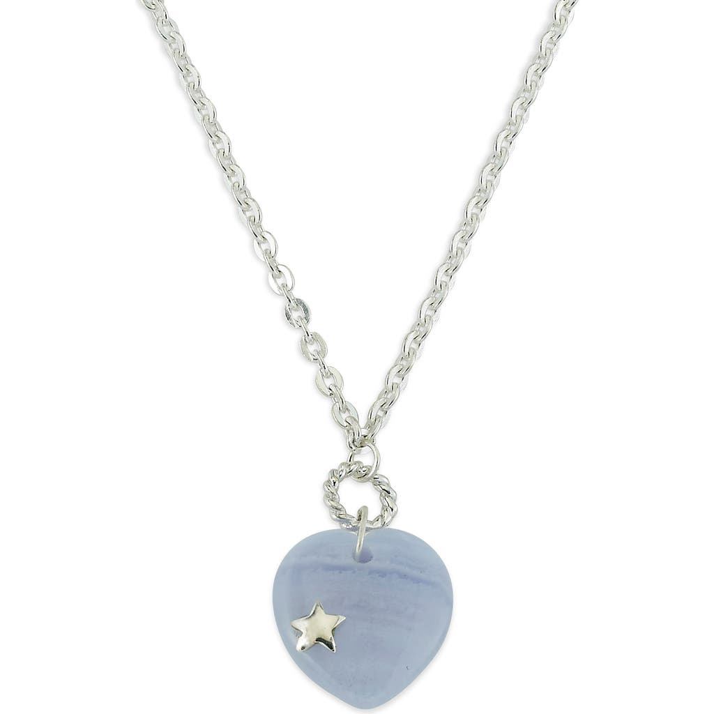 Samuel B. Sterling Silver Lace Blue Agate Pendant Necklace In Blue