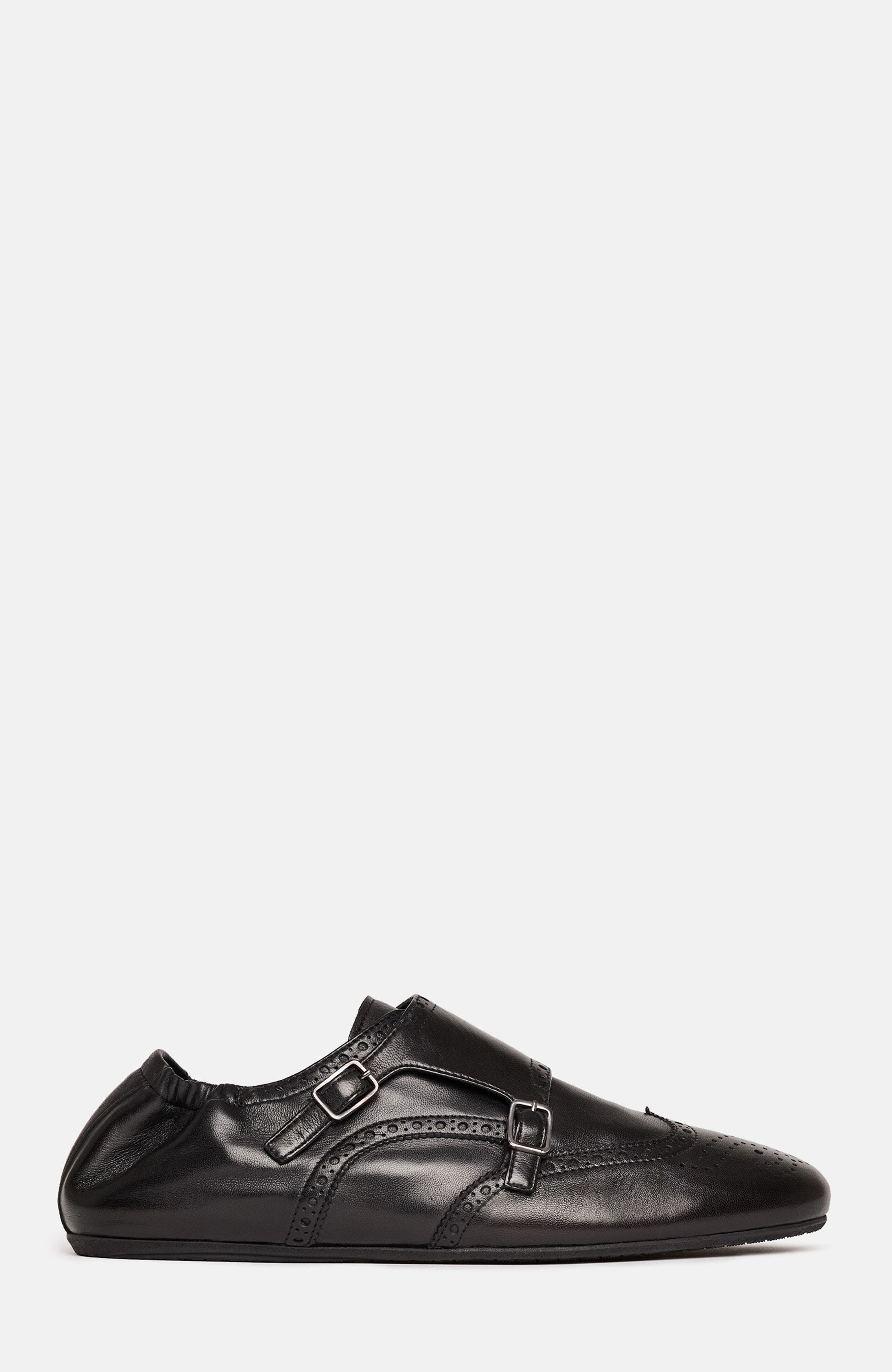 Johnny Monk Strap Shoes, Alternate, color, Black - Calf