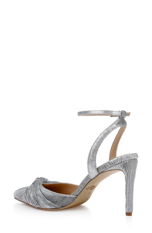 Jewel Badgley Mischka Enid Ankle Strap Pointed Toe Pump In Silver