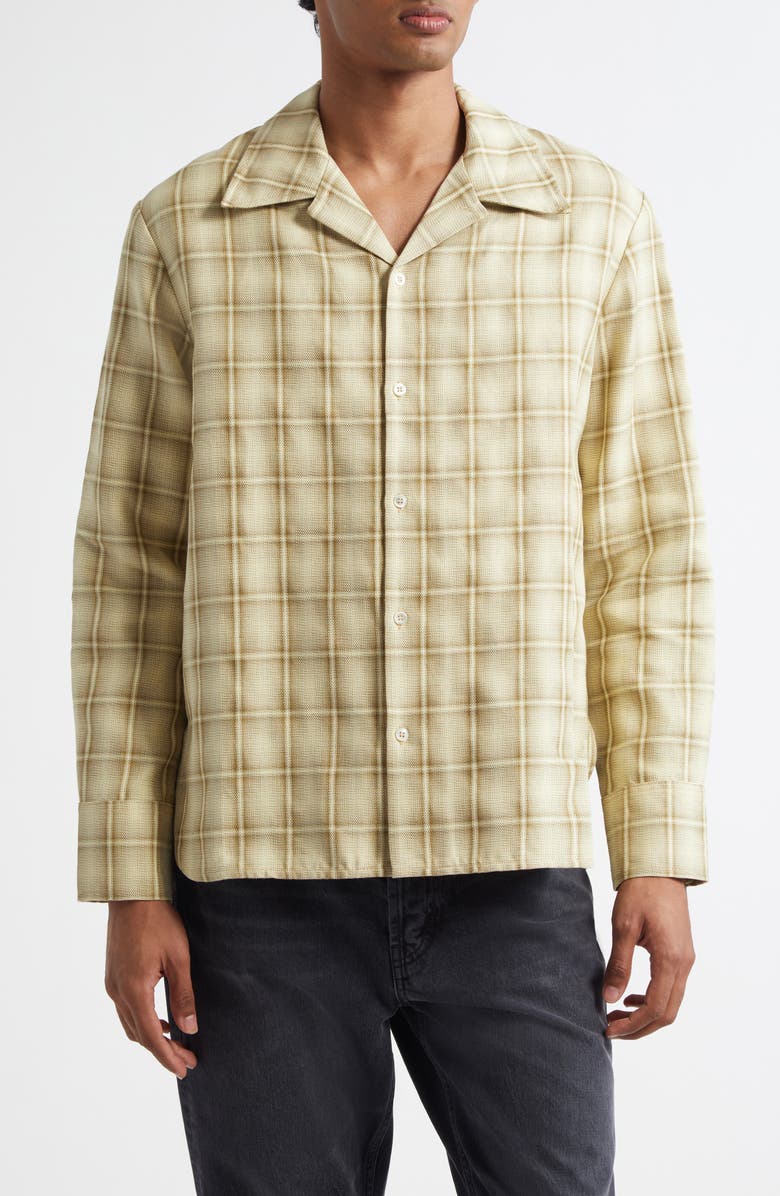 Séfr Ignacio Plaid Cotton & Linen Button-Up Shirt, Main, color, Forest Hombre