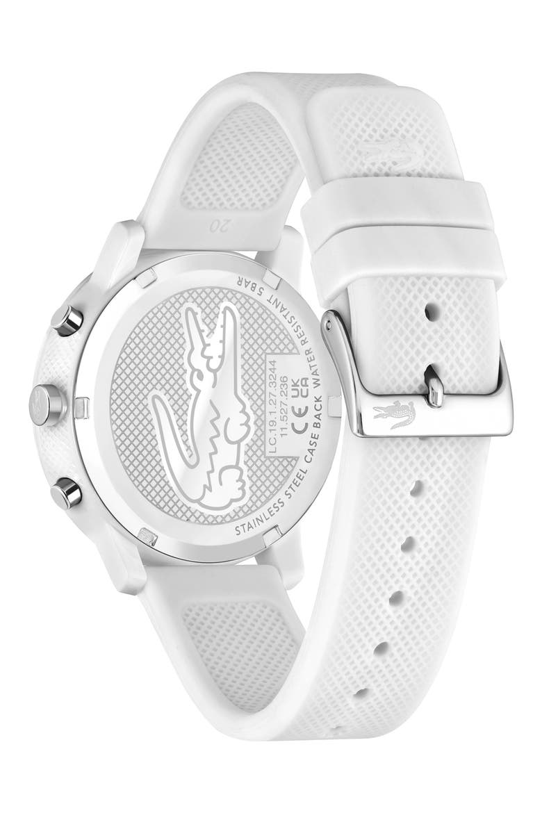 12.12 Chronograph Silicone Strap Watch, 44mm, Alternate, color, WHITE