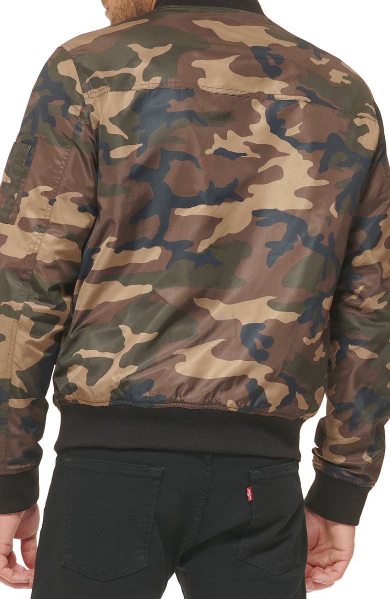 Levi's<sup>®</sup> Nylon Satin Bomber Jacket, Alternate, color, Camouflage