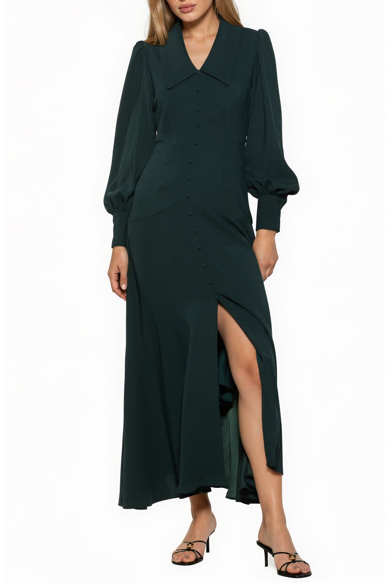 Kate Collared Long Sleeve Maxi Dress, Main, color, EMERALD