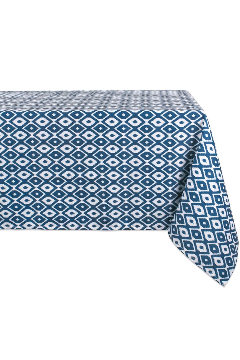 Outdoor Printed Tablecloth 60x120", Main, color, Blue Ikat Print