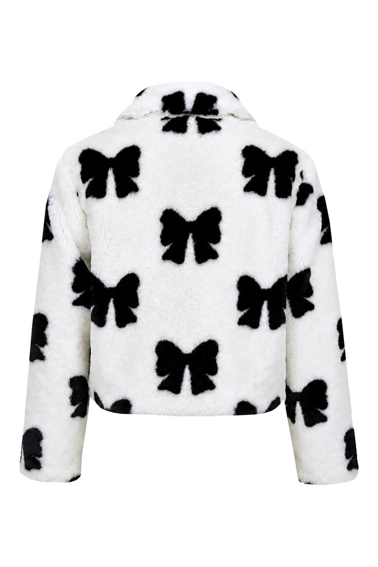 Kids' Bow Faux Fur Jacket, Alternate, color, IVORY/BLACK