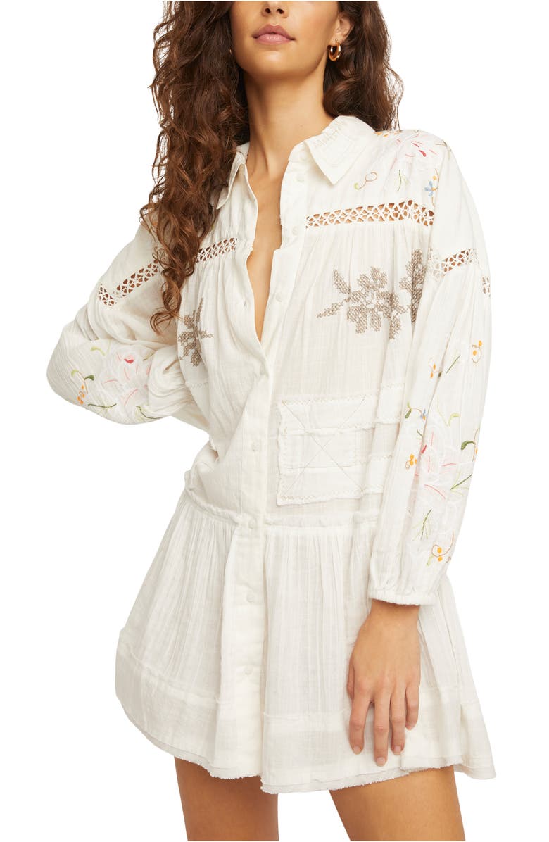Free People Embroidered Long Sleeve Shirtdress, Main, color, 