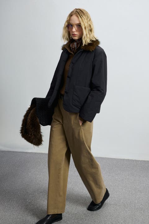 Lufian Women's Padded Jacket With Removable Fur Collar