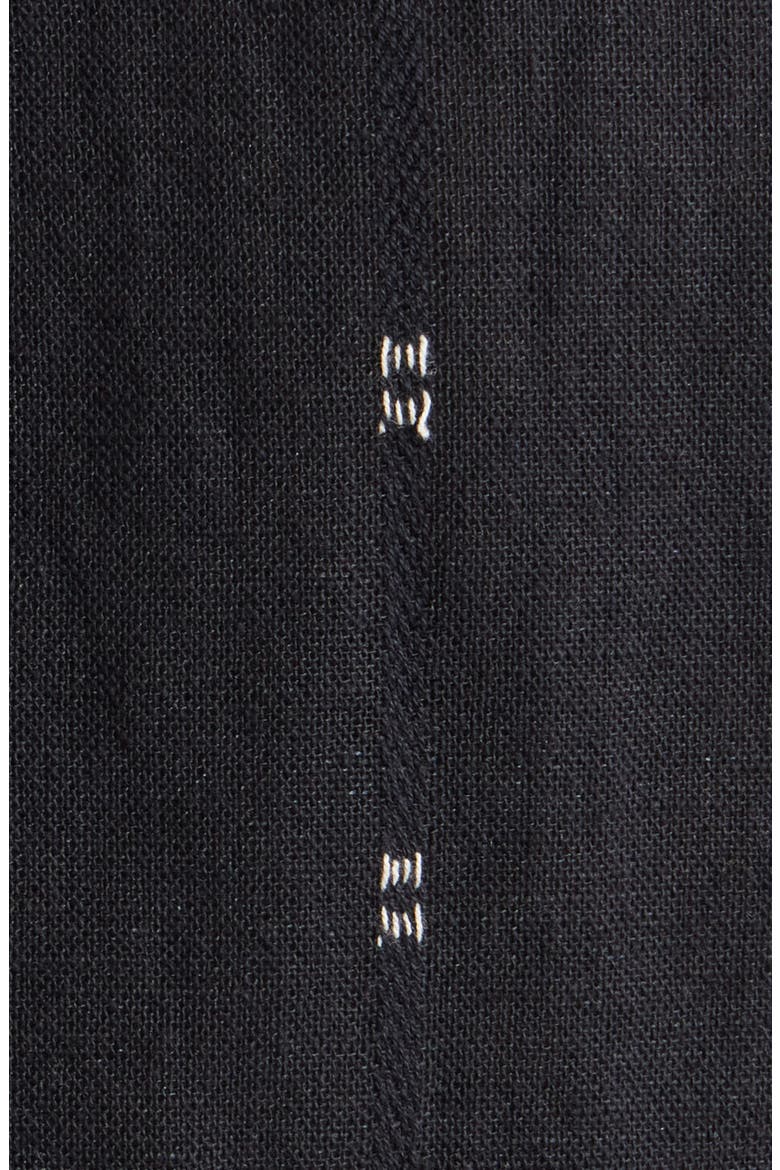 Avery Embroidered Cotton & Linen Linen Camp Shirt, Alternate, color, BLACK