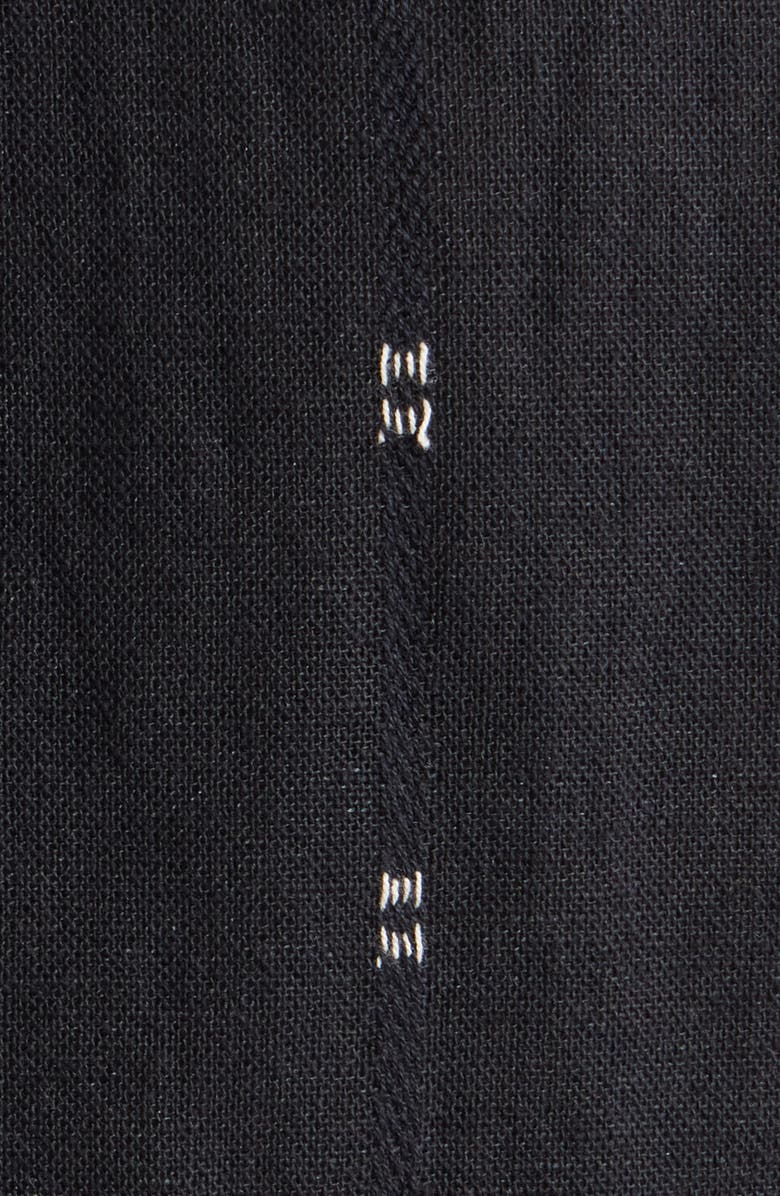 rag & bone Avery Embroidered Cotton & Linen Linen Camp Shirt, Alternate, color, Black