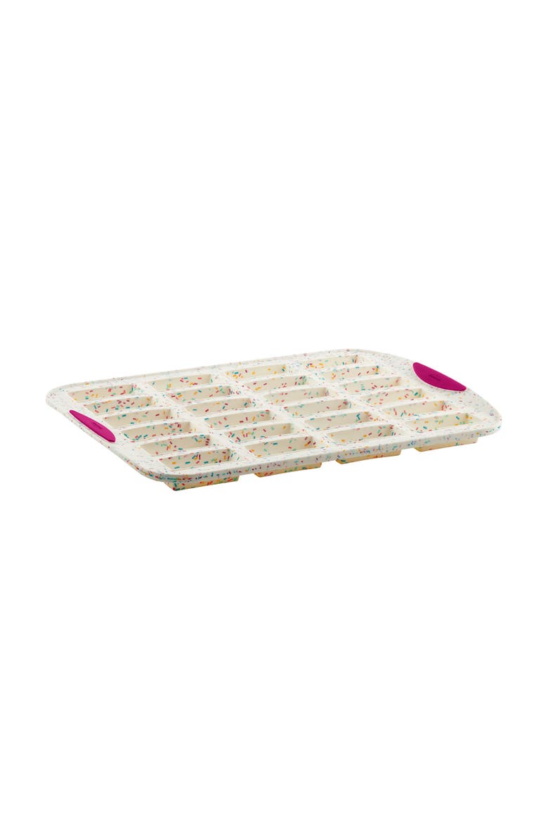 Trudeau Structure Silicone 24 Cavity Bar Cake Pan, Confetti/Fuchsia, Main, color,