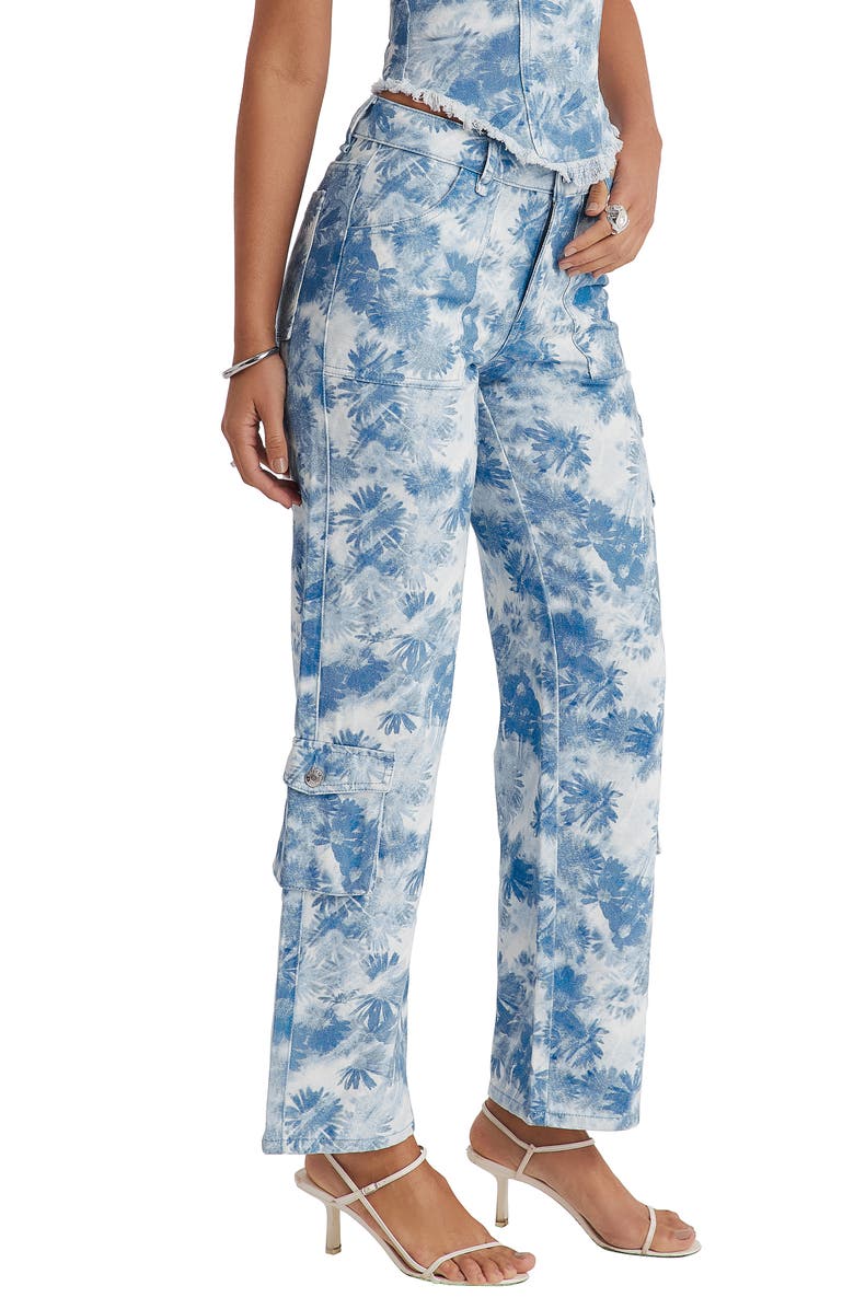 Mistress Rocks Floral Straight Leg Cargo Jeans, Alternate, color, 