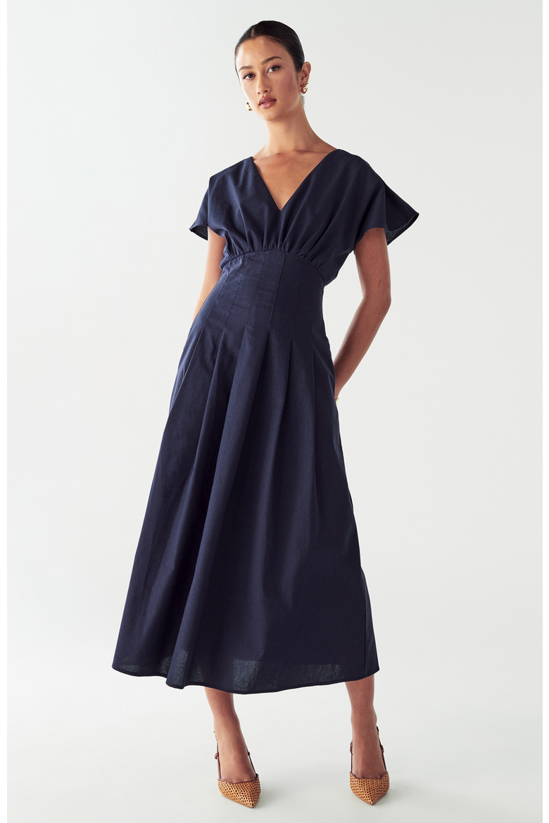 June Midi Dress, Alternate, color, Navy Blue