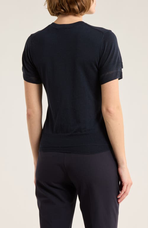 Vince Double Layer Short Sleeve Sweater In Black