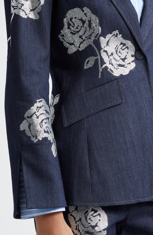 CINQ À SEPT CINQ À SEPT LISA BEADED BUTTERFLY STRIPE COTTON BLEND BUTTON-UP SHIRT