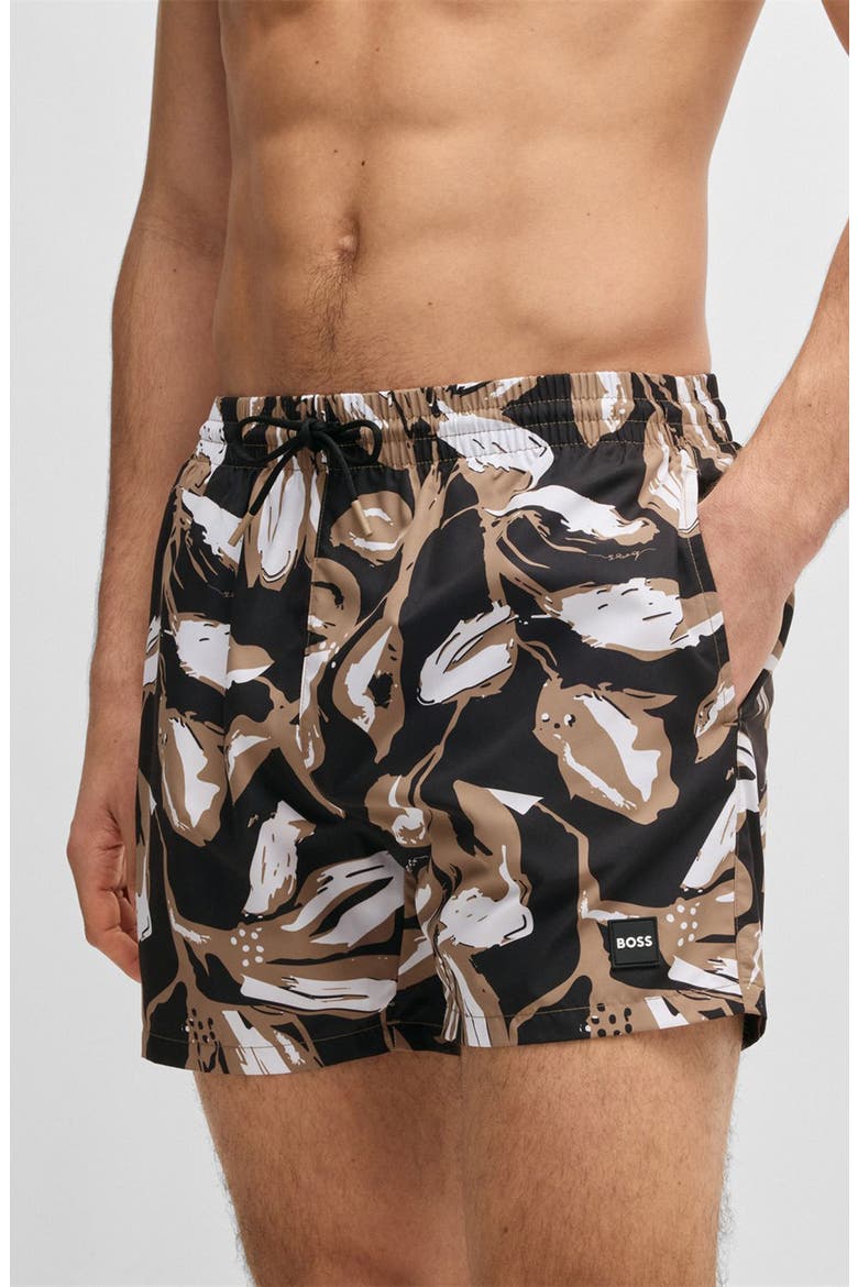 Piranha Swim Trunks, Alternate, color, BLACK