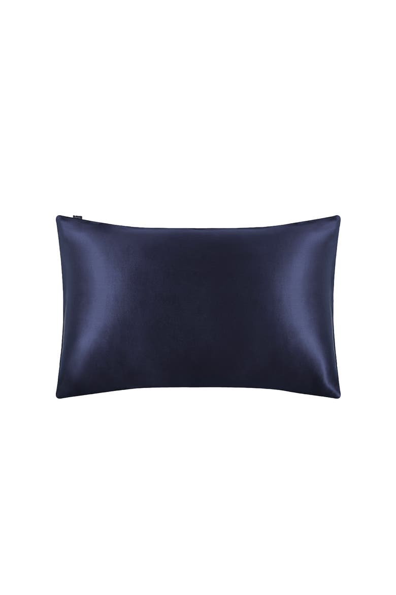 100% Silk Terse Envelope Pillowcase, Main, color, Navy Blue.