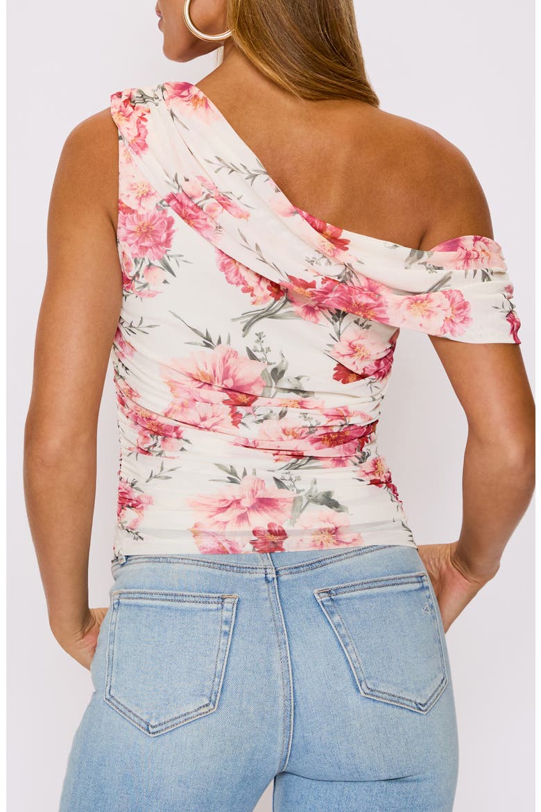 Aurora Floral Print Asymmetric Sleeveless Top, Alternate, color, CREAM RED FLORAL