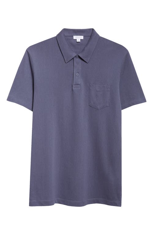 Sunspel Riviera Cotton Piqué Polo In Blue