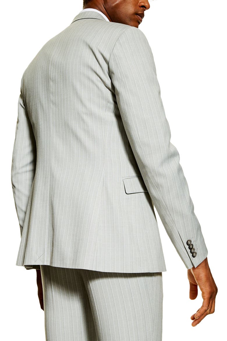 Super Skinny Fit Pinstripe Suit Jacket, Alternate, color, GREY