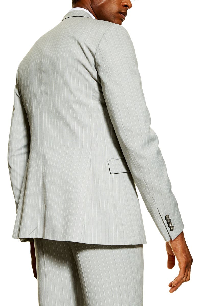 Topman Super Skinny Fit Pinstripe Suit Jacket, Alternate, color, 