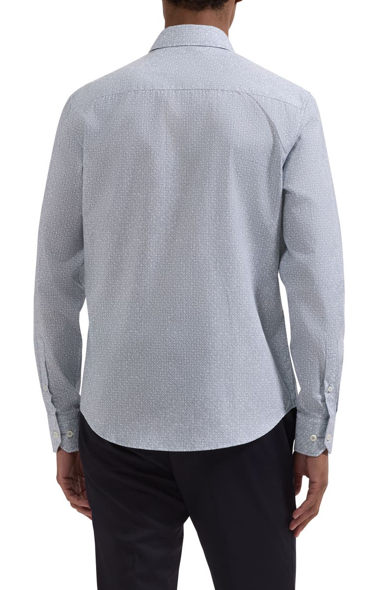 Bugatchi Julian Shaped Fit Geo Print Cotton Button-Up Shirt, Alternate, color, Shark