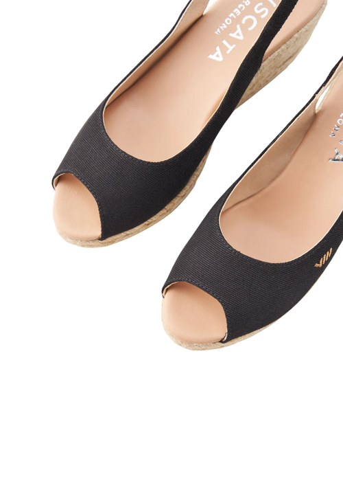 Viscata Gavina Canvas Espadrille Sandal Wedges In Black