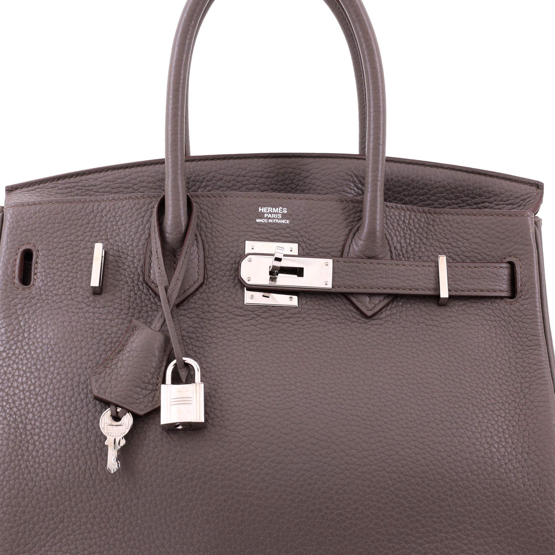 Pre-Owned Hermes Birkin Handbag Grey Clemence with Palladium Hardware 30, Alternate, color, 
