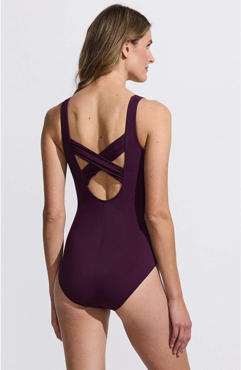Lands' End D-Cup Slender Carmela Tummy Control Chlorine Resistant Scoop Neck One Piece Swimsuit, Alternate, color, Dark Wine