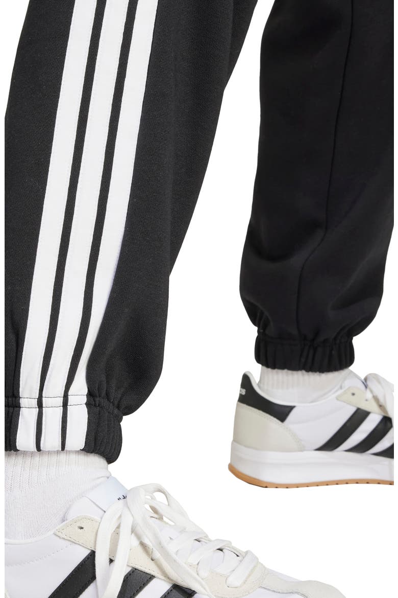 3-Stripes Fleece Sweatpants, Alternate, color, BLACK/ WHITE