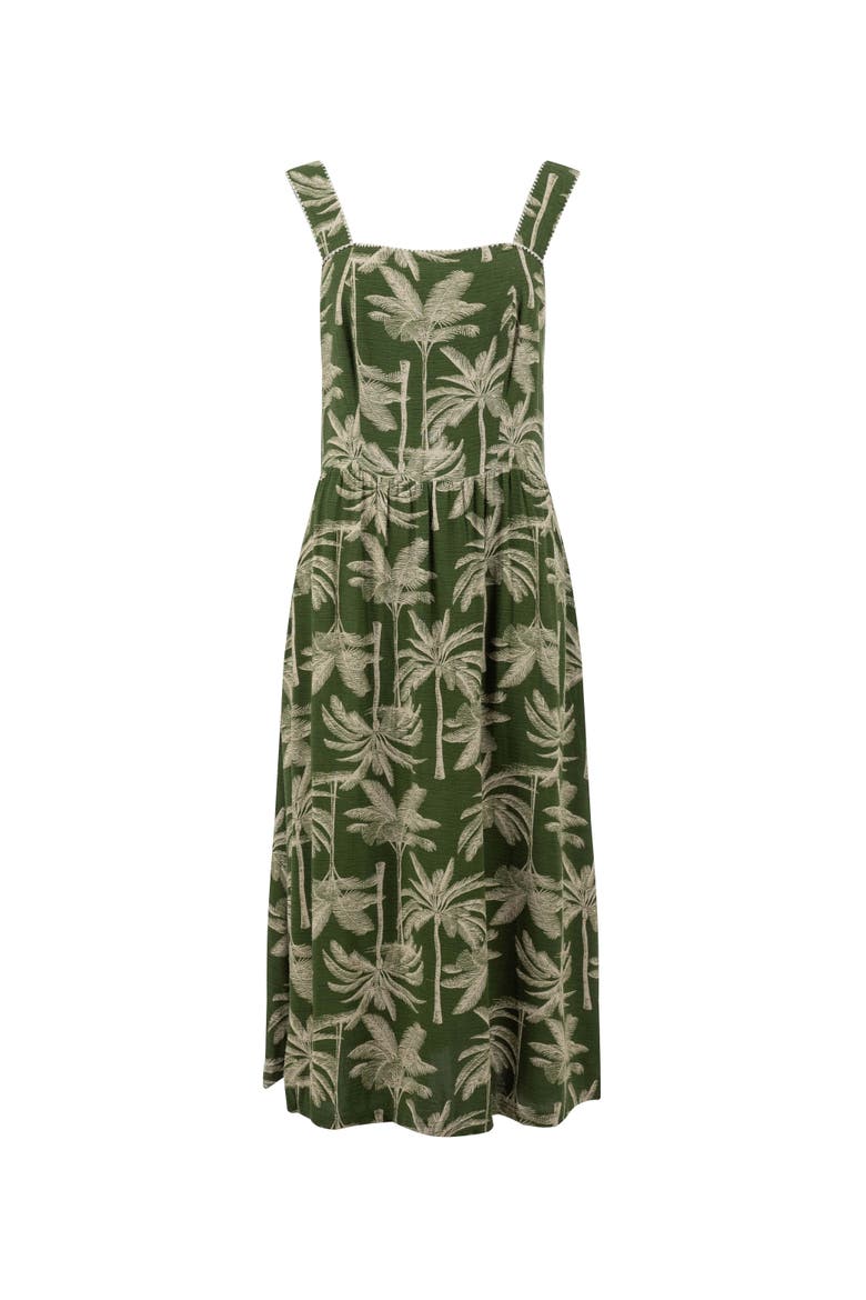 Tatum Printed Square Neck Midi Dress, Alternate, color, Ginko Green