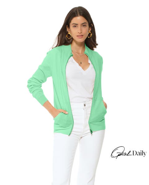 Pure Cashmere Double Slider Slider Zip Cardigan