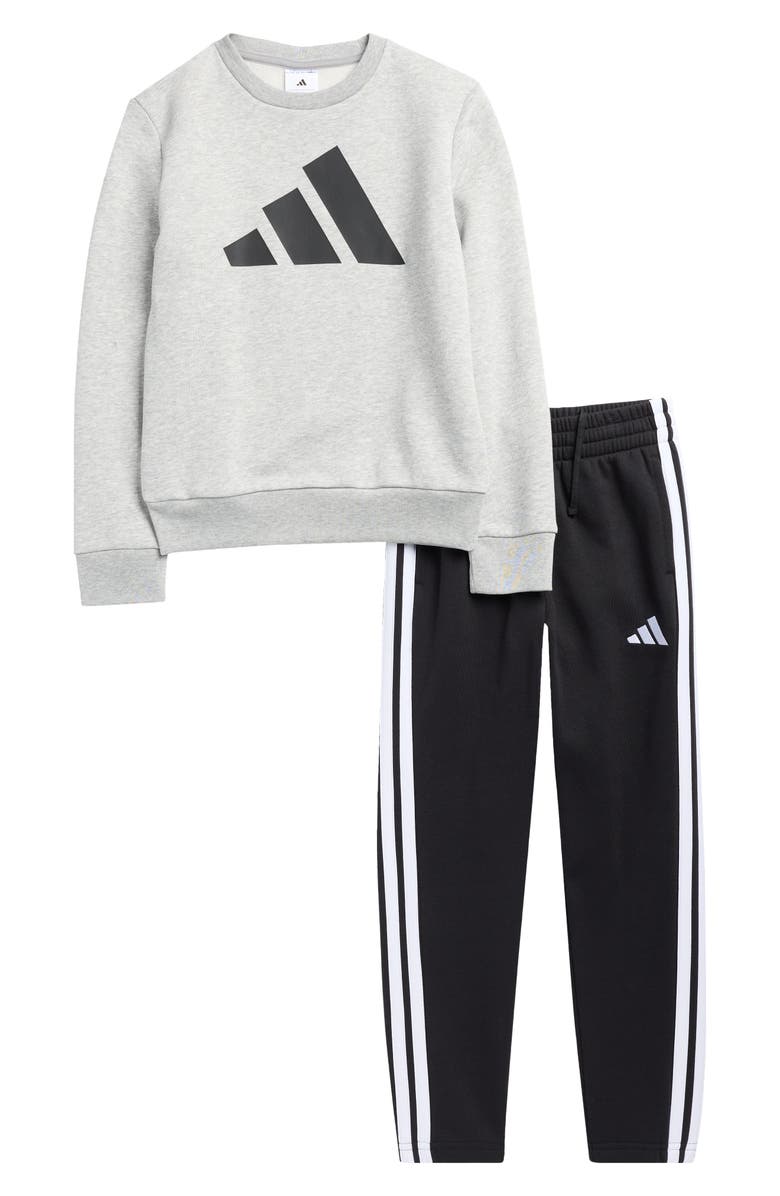 adidas Kids' Fleece Sweatshirt & Joggers Set, Main, color, Grey Heather