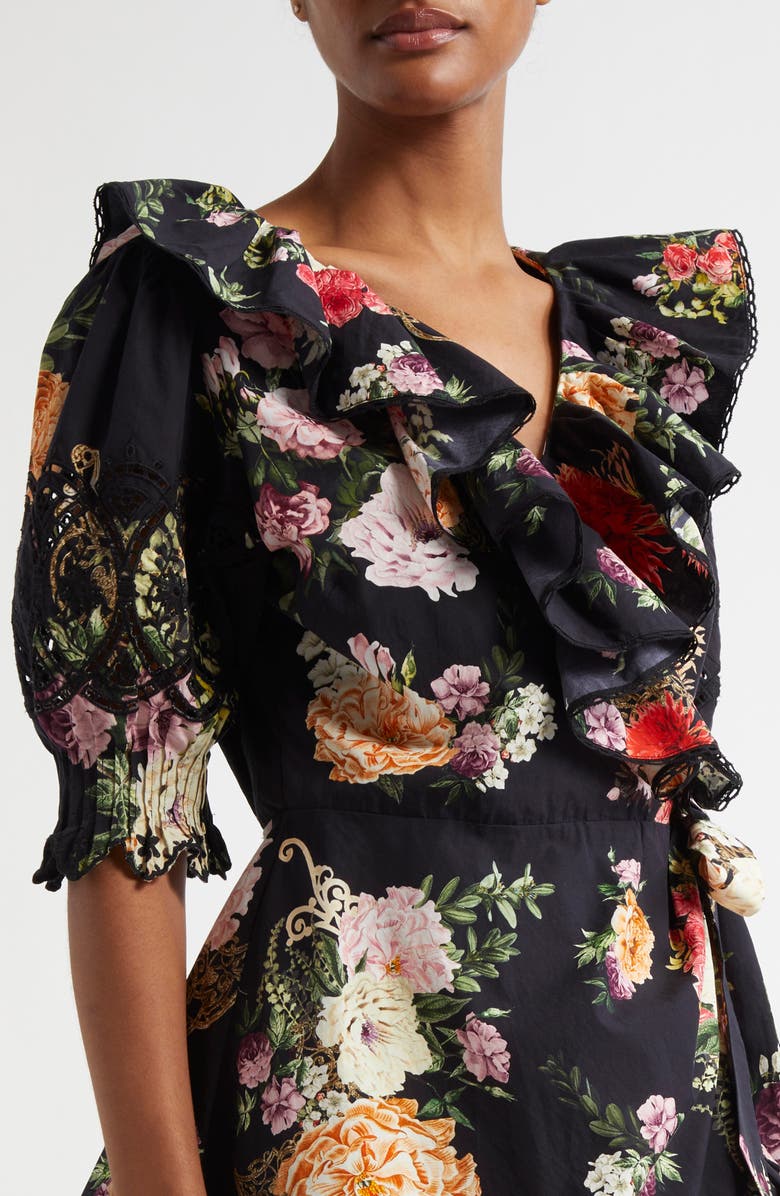 Camilla Adorned in Alexandria Floral Organic Cotton Wrap Dress, Alternate, color, 